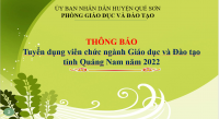 Thông báo Tuyển dụng viên chức ngành Giáo dục và Đào tạo tỉnh Quảng Nam năm 2022